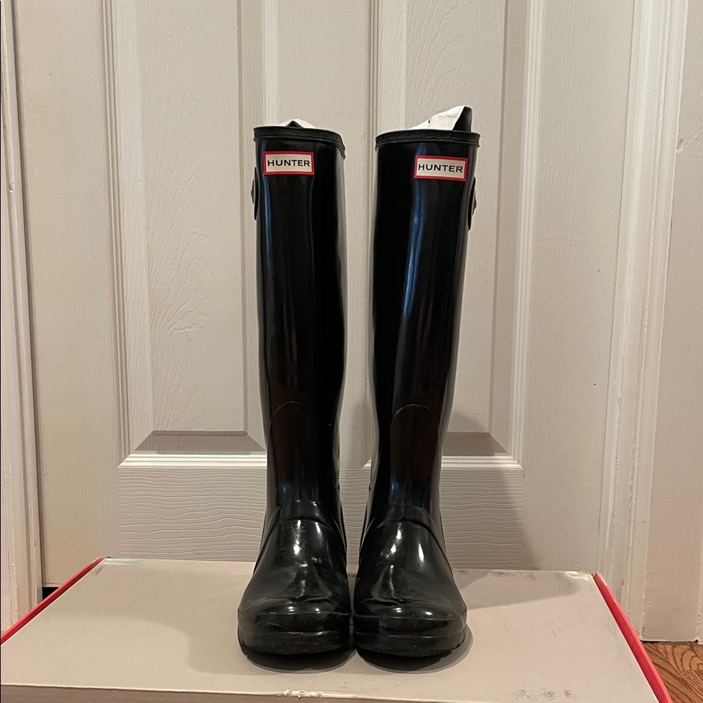 Hunter Glossy Black Rain Boots